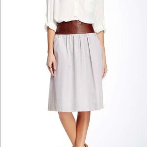 NEW KULE Anthropologie | pin striped long skirt with leather waistband pockets 6